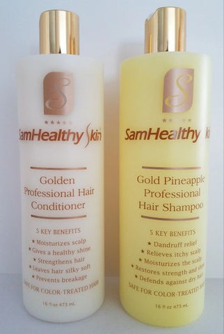 Gold Pineapple Professional Hair Shampoo and Golden Professional conditioner 16 Fl Oz / 473 ml ( one set )